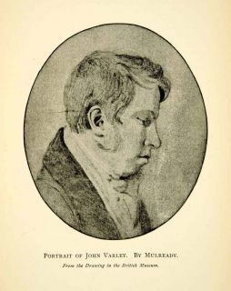 1890 Print Profile Portrait John Varley Figure Artist Painter William Mulready  