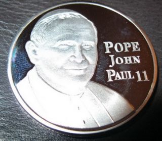 Pope John Paul II Silver Coin Catholic Christianity Vatican City Lucky Charm God  
