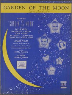 Garden of The Moon Mercer Dubin Warren John Payne Sheet Music Pat O'Brien 1938  