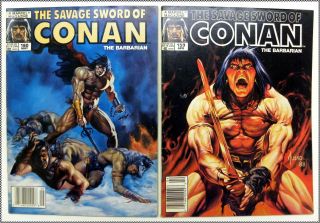 Savage Sword of Conan The Barbarian Issue 159 160 1980's Marvel Magazine Comic  