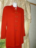 St John Collection by Marie Gray Red Knit 3pc Skirt Jacket Shell Beautiful  