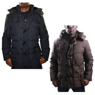 Sean John Mens Snorkel Toggle Jacket Trench Coat Nylon Faux Fur  