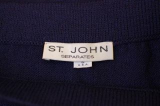 ST JOHN SEPARATES Knit Skirt Pencil Santana Knit Dark Blue Stretchy M Sz 10  