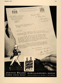 1937 Ad John Walker Sons Scotch Whisky Canada Dry Ale Original Advertising  