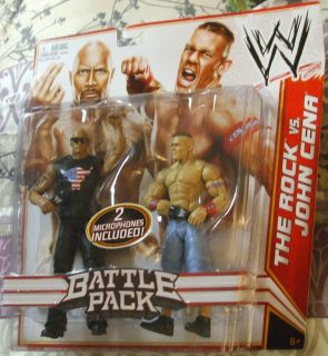 2012 Mattel WWE Battle Pack The Rock vs John Cena Includes 2 Microphones Package  