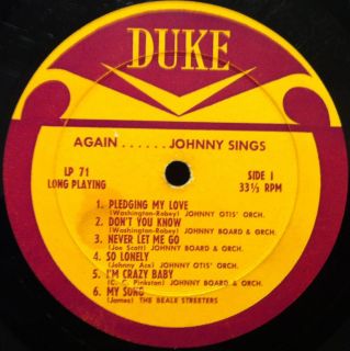 Johnny Ace Again Johnny Sings LP VG LP 71 Vinyl 1956 1st Press Record  