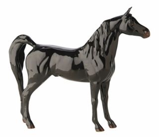 John Beswick Hand Painted Arab Stallion Black Standing Horse Figurine  