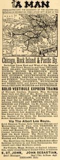1891 Ad Rock Island Route Railway Map John Sebastian ORIGINAL ADVERTISING  