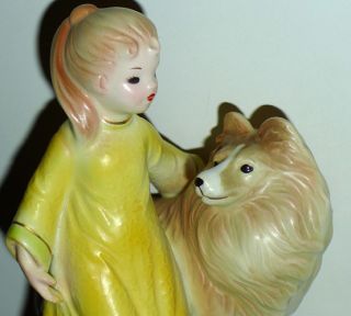 Josef Originals Young Girl Lassie Collie Dog Vintage Japan Figurine  