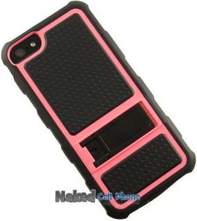PINK BLACK RUGGED JOLT CASE TPU RUBBER COVER WITH STAND FOR APPLE iPHONE 5  