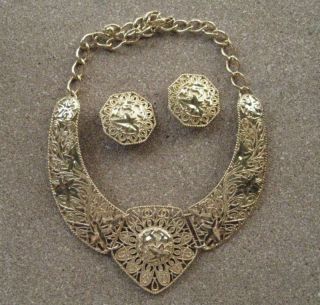 Jose Maria Barrera Necklace Earrings Big and Bold Avon 1990  
