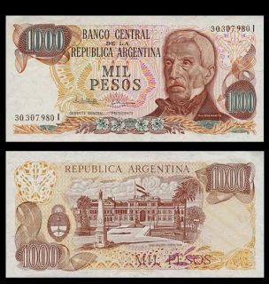 1000 Pesos Note Argentina 1976 83 Plaza de Mayo UNC  