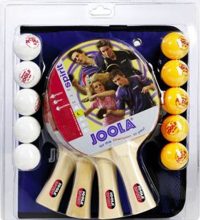 Joola Table Tennis Racket Family Set 4 Paddles 10 Balls  