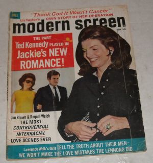 1968 Modern Screen Magazine Jackie Kennedy Raquel Welch Liz Taylor  