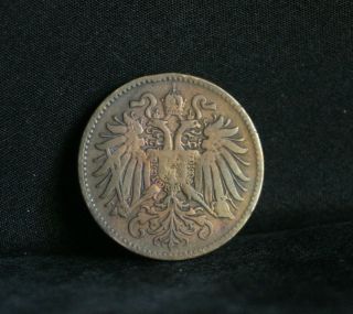 1893 Austria 2 Heller Bronze World Coin KM2801 Eagle Franz Joseph I  