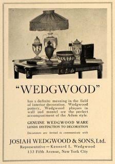 1916 Ad Josiah Wedgwood Sons Pottery Adam Style Decor Original Advertising  