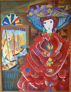 Original Oil Painting ''Havanera''Cuban Master Jose Maria Mijares 1921 2004  