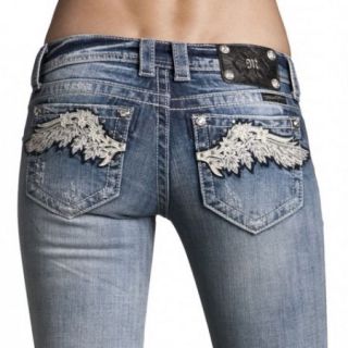 Miss Me JP5437B Sparkled Paradise Wing Boot Cut Lowrise Stretch Jeans  