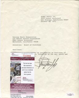 Sammy Davis Jr Signed Motown Record Resignation Letter JSA  