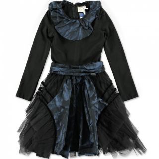 NWT Girls Gorgeous Jottum Senelle Blue Black Tulle Satin Dress sz 115 6 yrs  