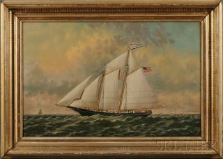 Marine Painting Joseph Lee California 1827 1880 Schooner California  