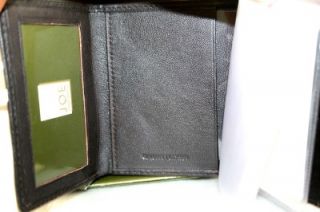 Designer New Joe Joseph Abboud Men Grain Emboss Leather Trifold Wallet Brown $45  