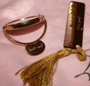 New Judith Leiber Comb w Tassel Swivel Double Sided Mirror Signed Italy  