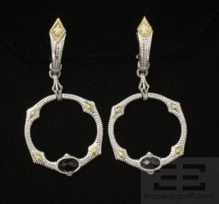 Judith Ripka Sterling Silver 18K Gold Onyx Diamond Earrings  