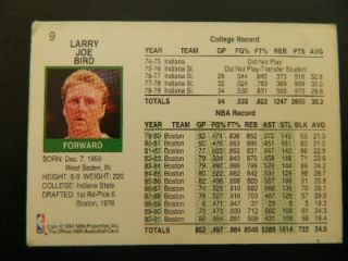 Larry Bird 1991 NBA Hoops Card 9 from Personal Collection  