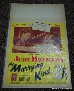 1952 The Marrying Kind 14 x 22 Window Card Judy Holliday  