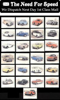Old Classic British Motor Cars Print Trade Cards  
