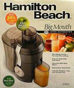 Hamilton Beach Big Mouth 800W Juice Extractor with Recipe Cleaning Brush 67650  