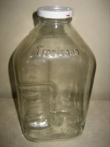 Vtg TROPICANA Orange Juice 1 2 Half GALLON Glass Jar Jug Metal Cap Water Bottle  