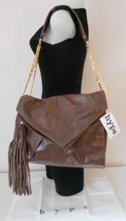 Hype Handbag Brown Vintage Leather Julian LG Flap Shoulder Bag Tassel