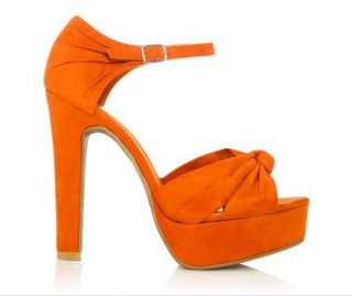 Justfab Madge Rust Orange Chunky Thick Ankle Strap Platform High Heel