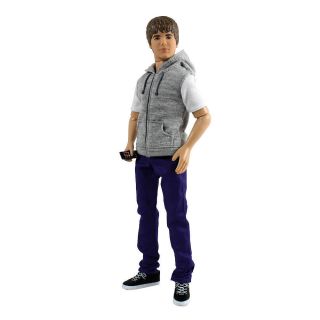 Justin Bieber Doll with Sculpted Hair Grey Sleeveless Hoody Purple
