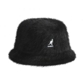 KANGOL Womens Furgora Hat Fur Cap Bucket Bin Brim Angora Black M L New