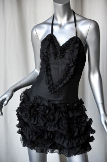 Karen Walker Black Ruffle Burlesque Sweetheart Dress 4