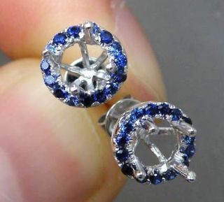 Sapphire Solid 14kt Gold Wedding Engagement Semi Mount Earrings CT039