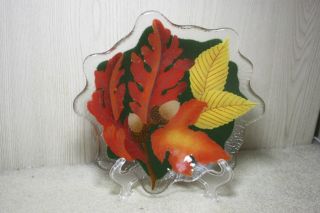 Peggy Karr Fused Art Glass Leaves 9 Flower Bowl