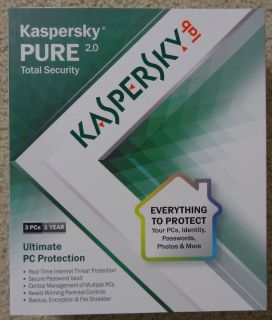 NEW RETAIL BOX Kaspersky PURE 2 0 3 PCs Total security All In One PC