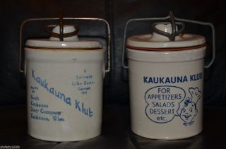 Vintage antique KAUKAUNA KLUB club cheese butter pottery crock