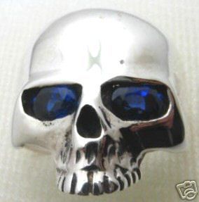 Keith Richards Blue CZ Skull Ring Sterling Silver 925