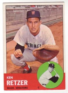 1963 Topps 471 Ken Retzer Washington Senators EX