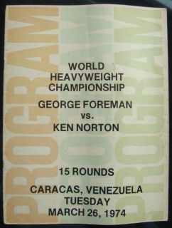 GEORGE FOREMAN v KEN NORTON original boxing program 1974 World