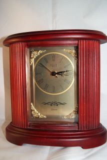 Kent Quartz Wood Mantle Clock 8 H x 8 w x 3 3 4 Deep with Inlaid