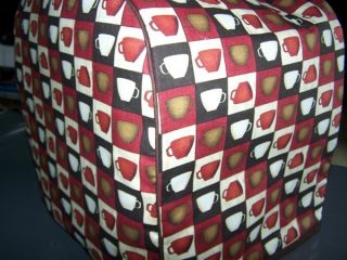 Coffee Cups Quilted Fabric Keurig Platinum Brewer Cover New