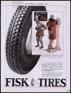 1927 Fisk Tires Ad Time to Retire J F Kernan Art