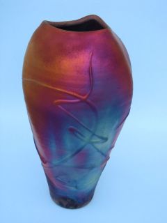Kerry Gonzalez Raku Studio Art Pottery Helix Vase Studio Pottery