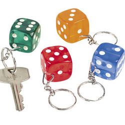 12 Plastic DICE KEYCHAINS key chains FREE S H casino game night party